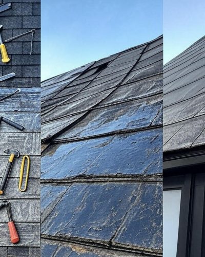 a close up of an old building